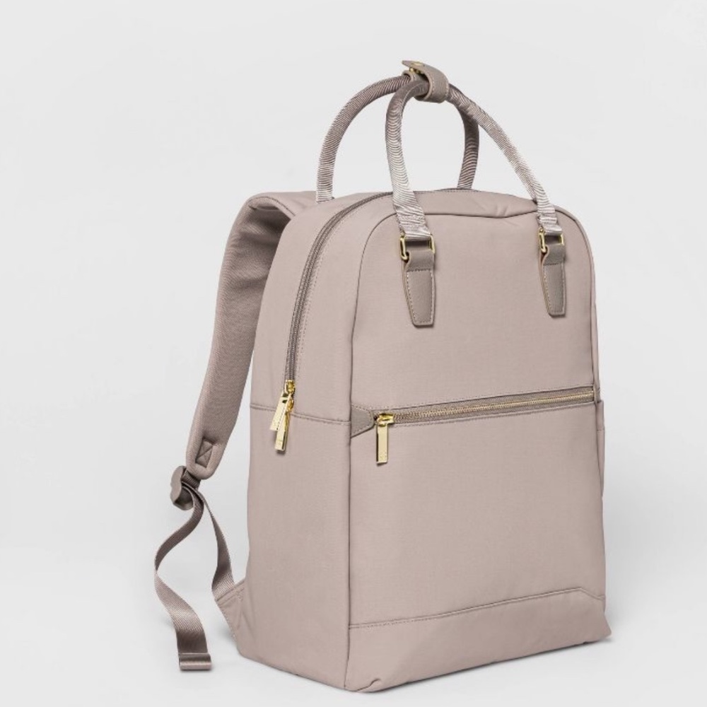 Like-New Open Story Commuter Laptop Backpack Perfect for Travel in Taupe